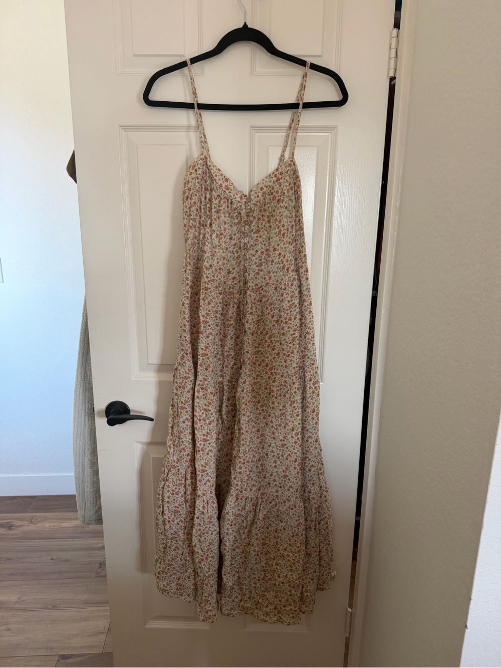 Rylee + Cru Cream Maxi Dress with Pink, Blue, Rust & Green Floral